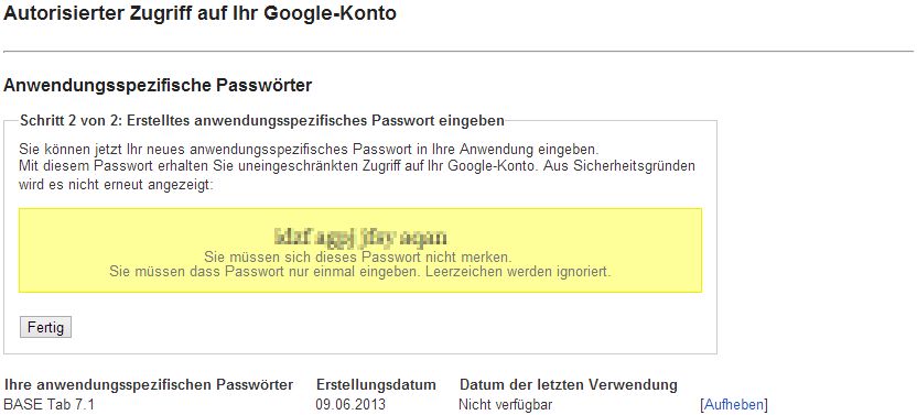 Autorisierter Zugriff auf Ihr Google-Konto - 2-Step Verification