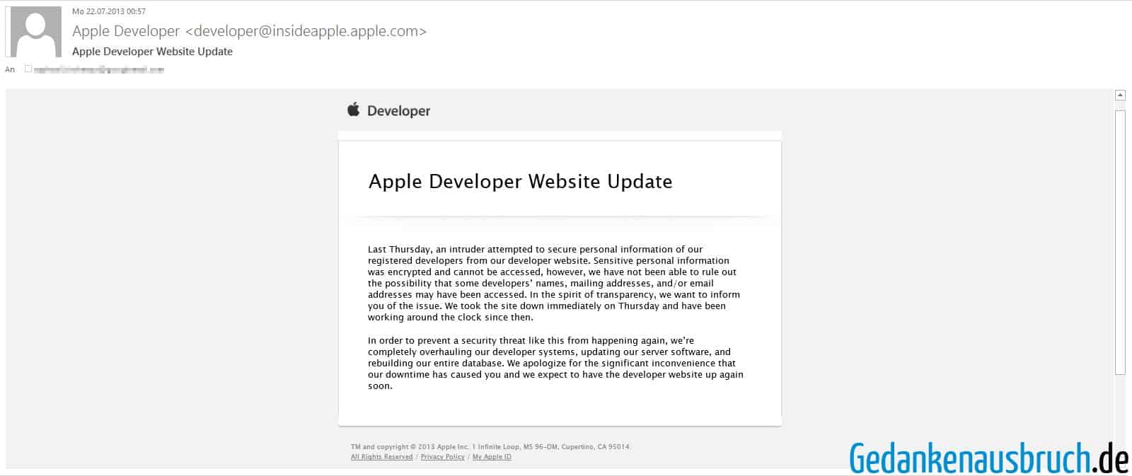 Apple Developer - Gehackt - Website-Update