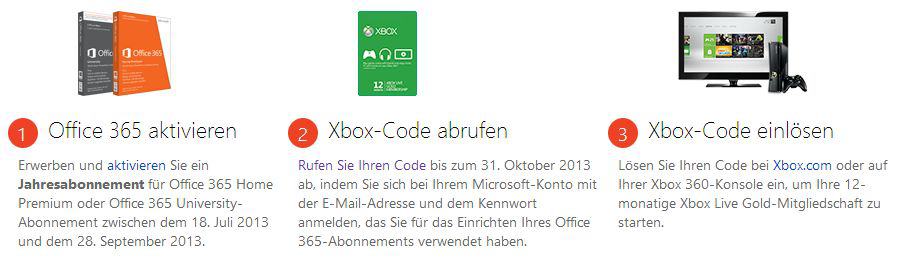 Office 365 aktivieren - Xbox Live ein Jahr kostenlos