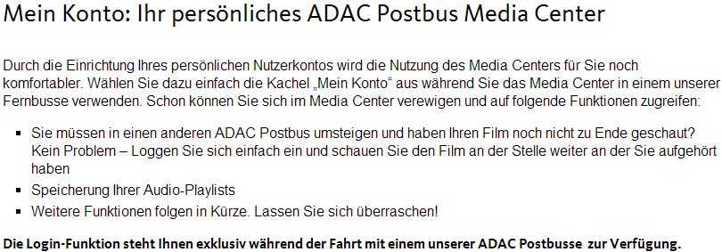 ADAC Postbus - Media Center - Mein Konto