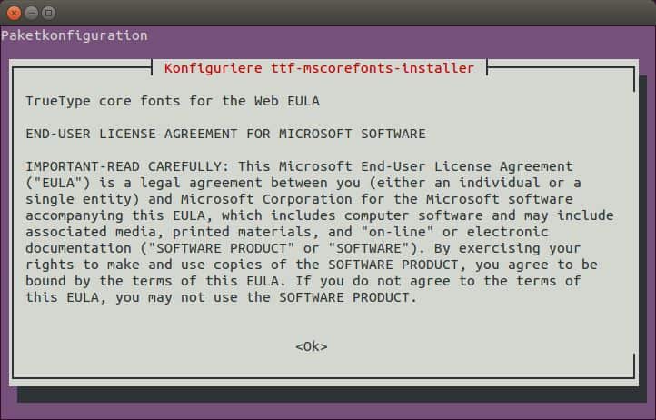 Linux ttf-mscorefonts-installer Fehler