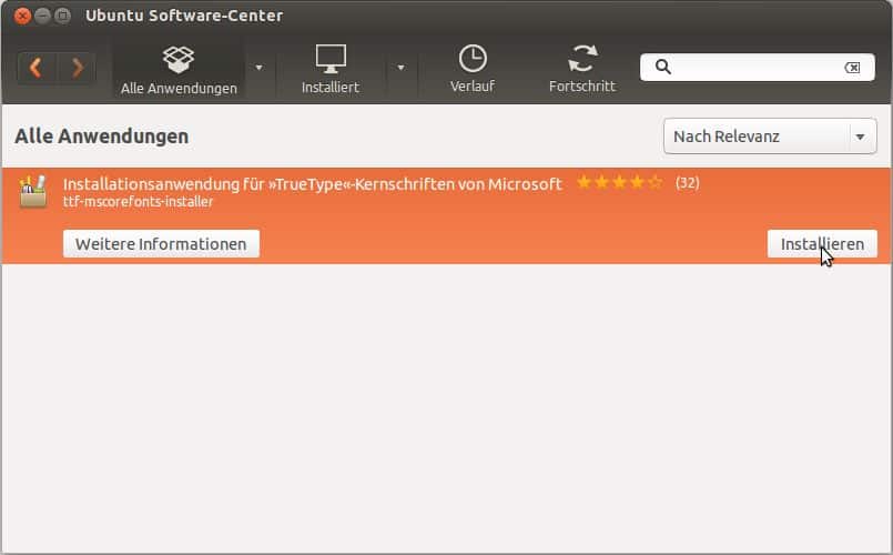 Ubuntu Software-Center - ttf-mscorefonts-installer