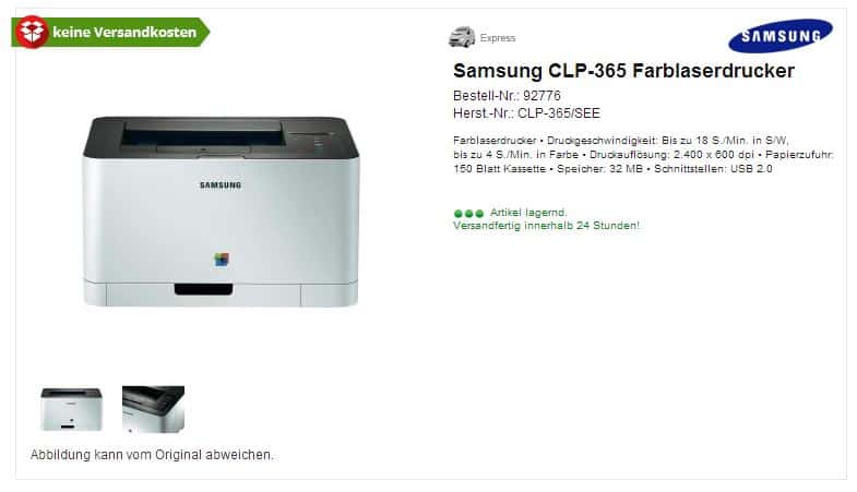 Comtech – Samsung CLP 365 Farblaserdrucker für 89€