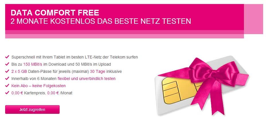 Deutsche Telekom - Data Comfort Free LTE kostenlos