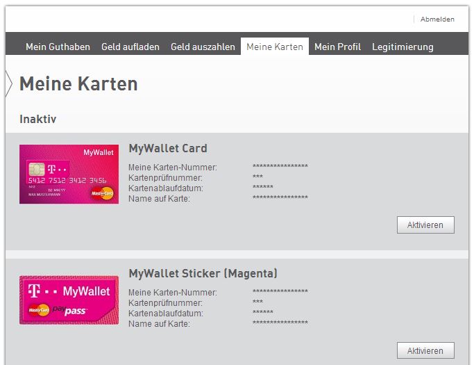 Deutsche Telekom - MyWallet - Meine Karten