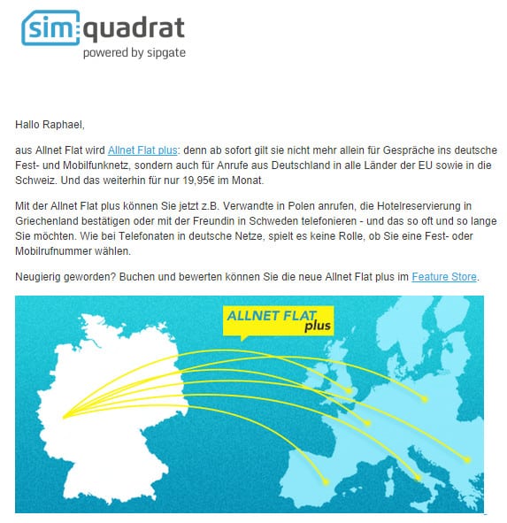 simquadrat - EU Flat - Allnet-Flatrate plus