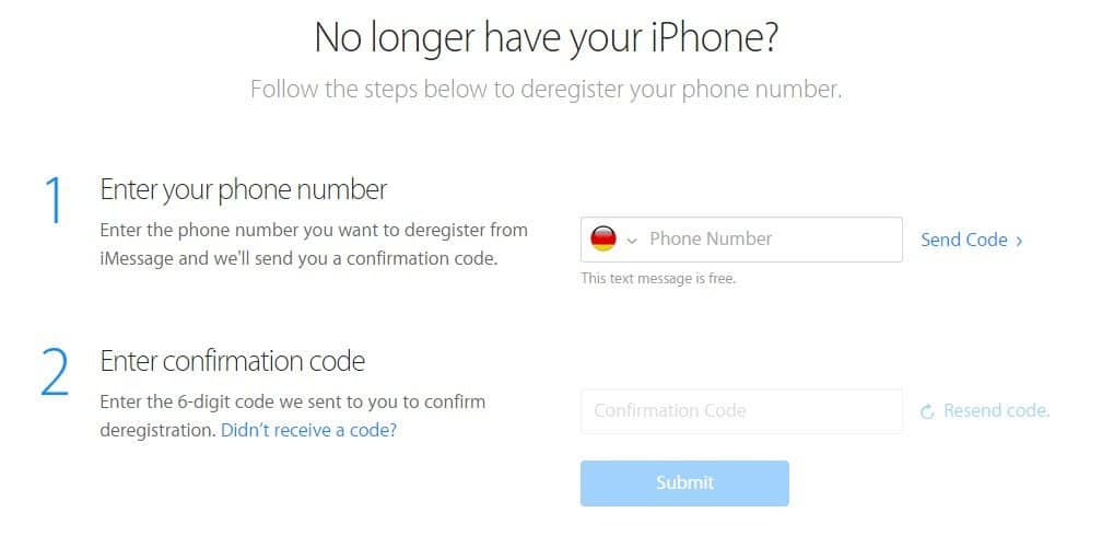 Apple - iMessage Handynummer entfernen - Bestätigung