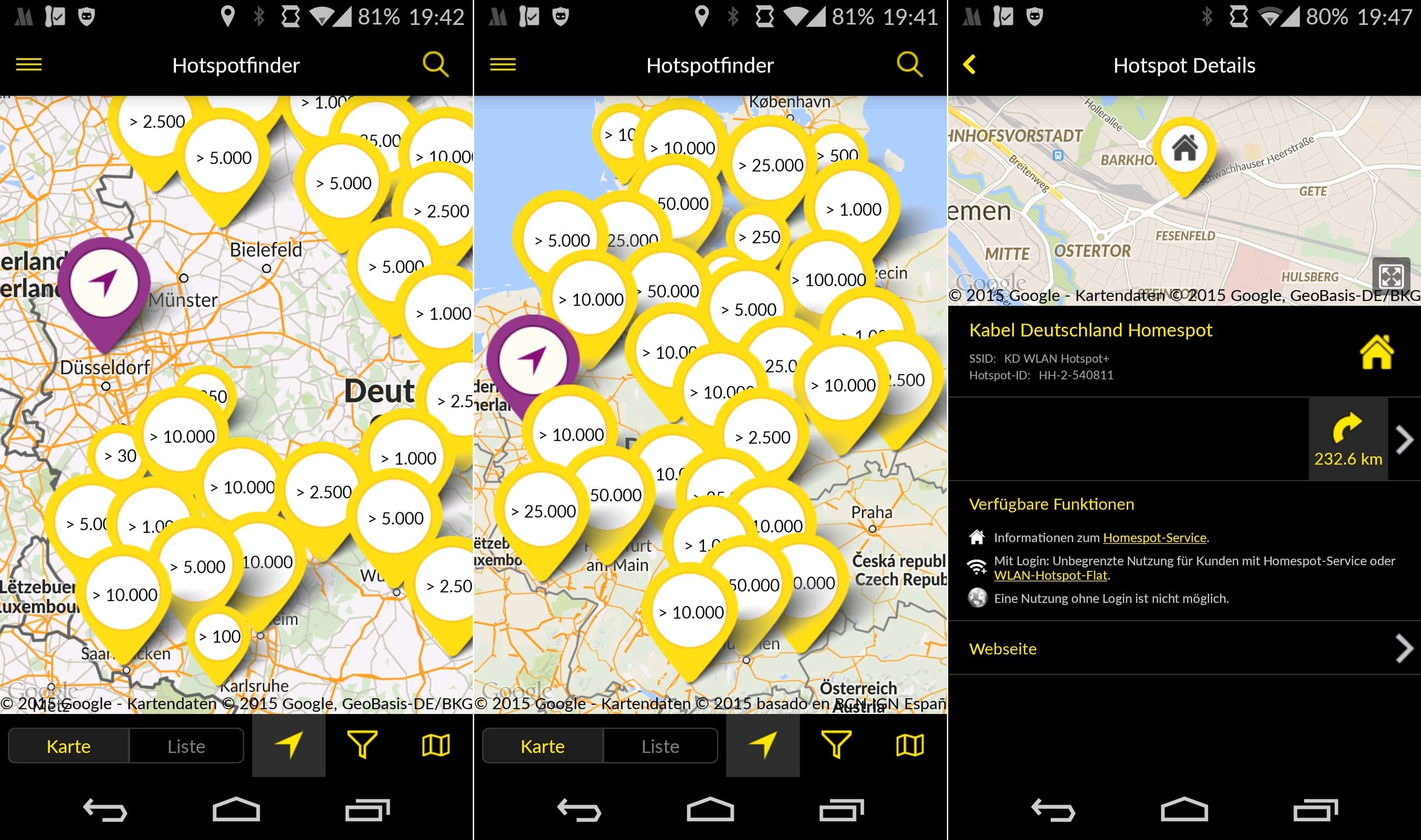 Kabel Deutschland - Android App - Hotspot Suche