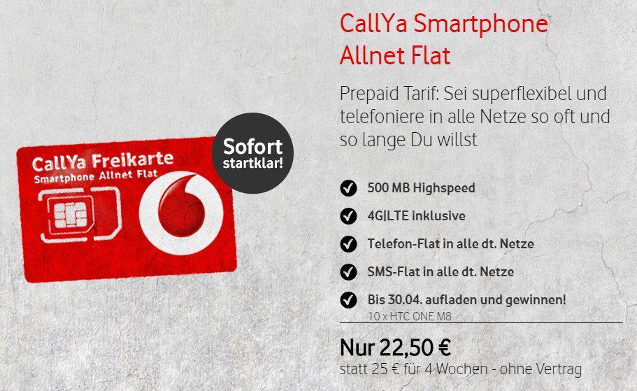 Vodafone Freikarte - CallYa Smartphone Allnet Flat mit LTE