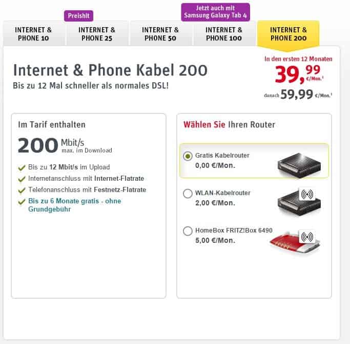 Kabel Deutschland - Internet & Telefon 200