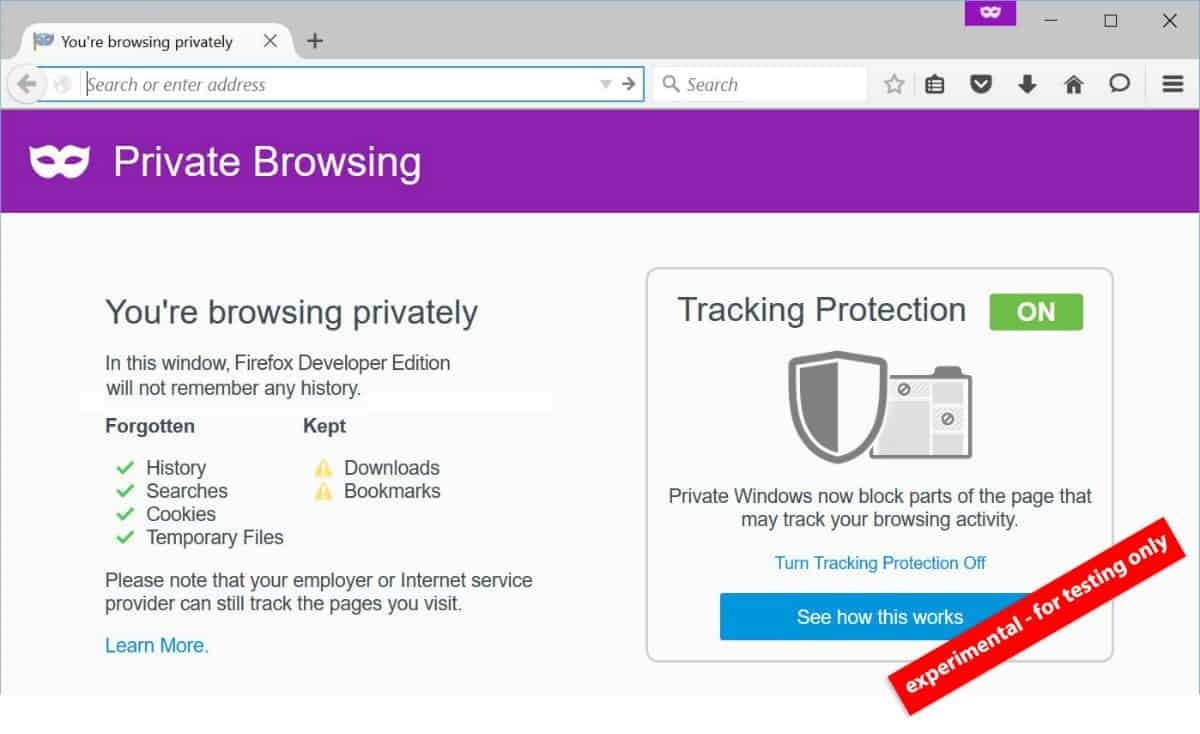 Firefox - Private browsing - Browsing privately