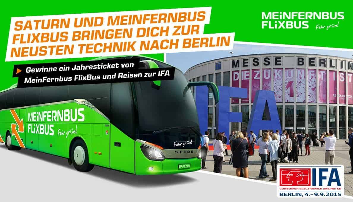 Saturn - MeinFernbus FlixBus - IFA - 3 Euro-Gutschein - Gewinnspiel