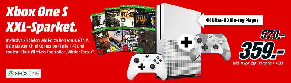 Media Markt - Microsoft Sparpaket - Xbox One S - Neun Xbox Spiele - Winter Forces Controller