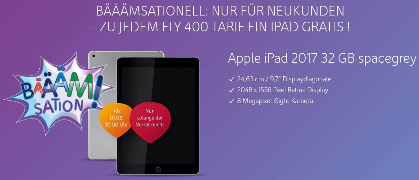 Unitymedia - Neukunden - 2play fly - 3play fly - Apple iPad (2017) 32 GB - Kostenlos