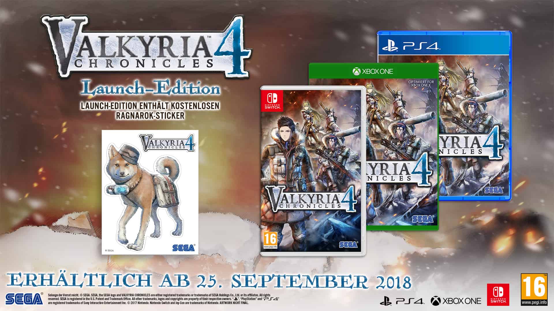 Sega - Valkyria 4 - Chronicles - Launch-Edition - Nintendo Switch - Xbox One - PlayStation 4
