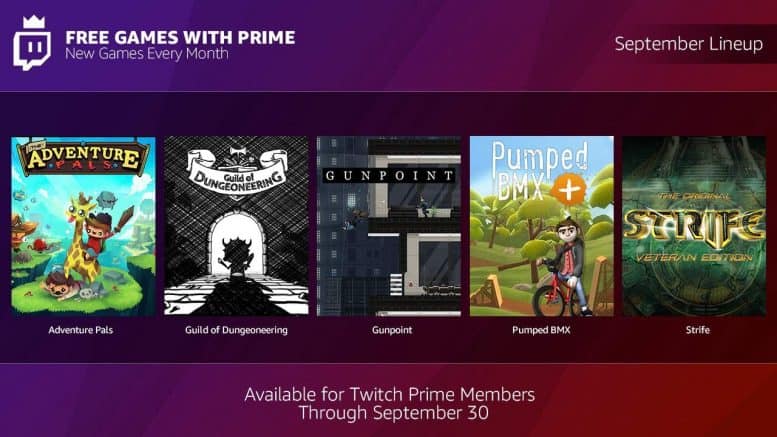 Twitch Prime - September 2018 Lineup