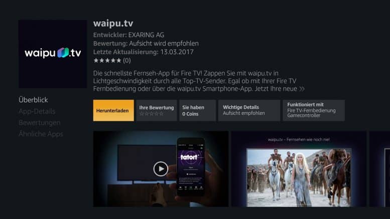 waipuTV - Amazon Fire TV-Übersicht