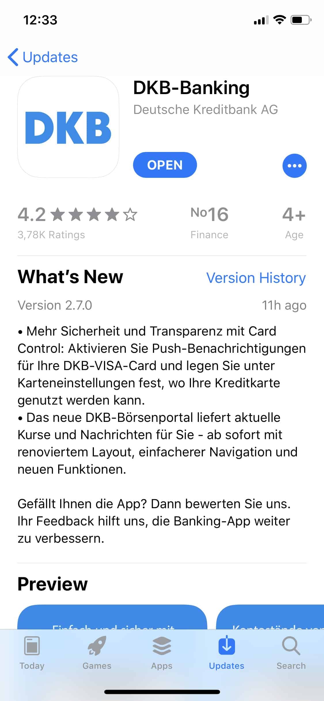 Apple iPhone - DKB-Banking-App - iTunes - Update