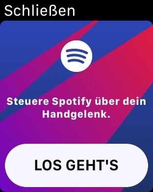 Apple Watch - Spotify-App - Willkommen