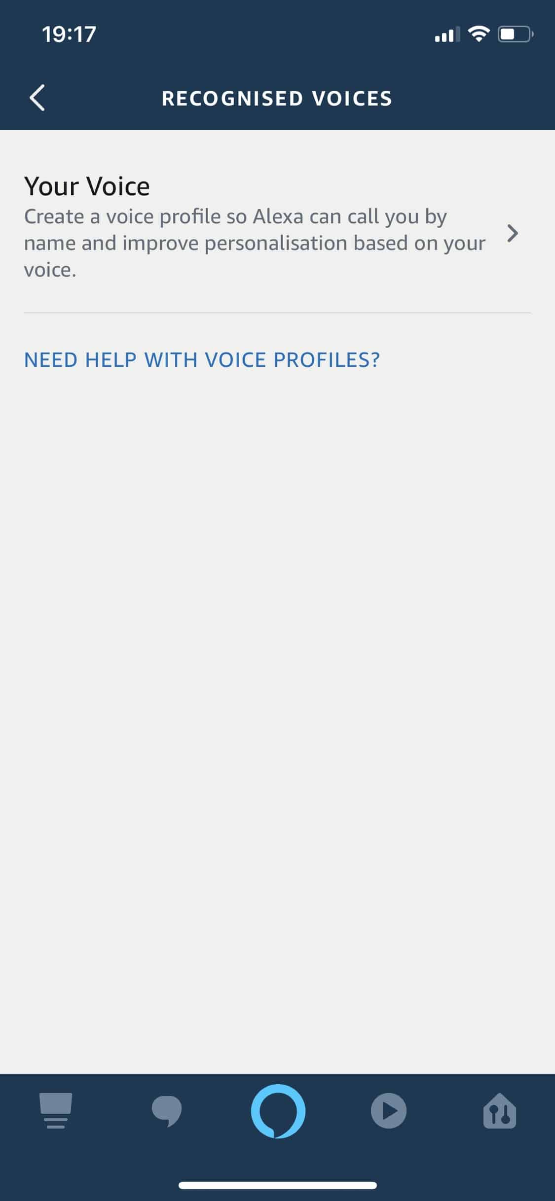 Alexa-App - iPhone - iOS - Einstellungen - Registrierte Stimmen