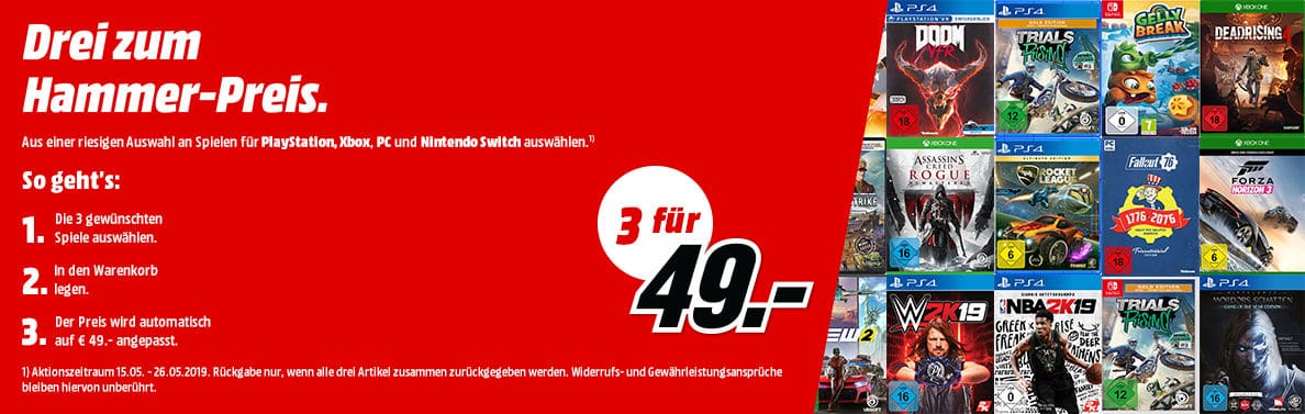 MediaMarkt - 3 für 49 Euro - AKtion - Banner - Mai 2019