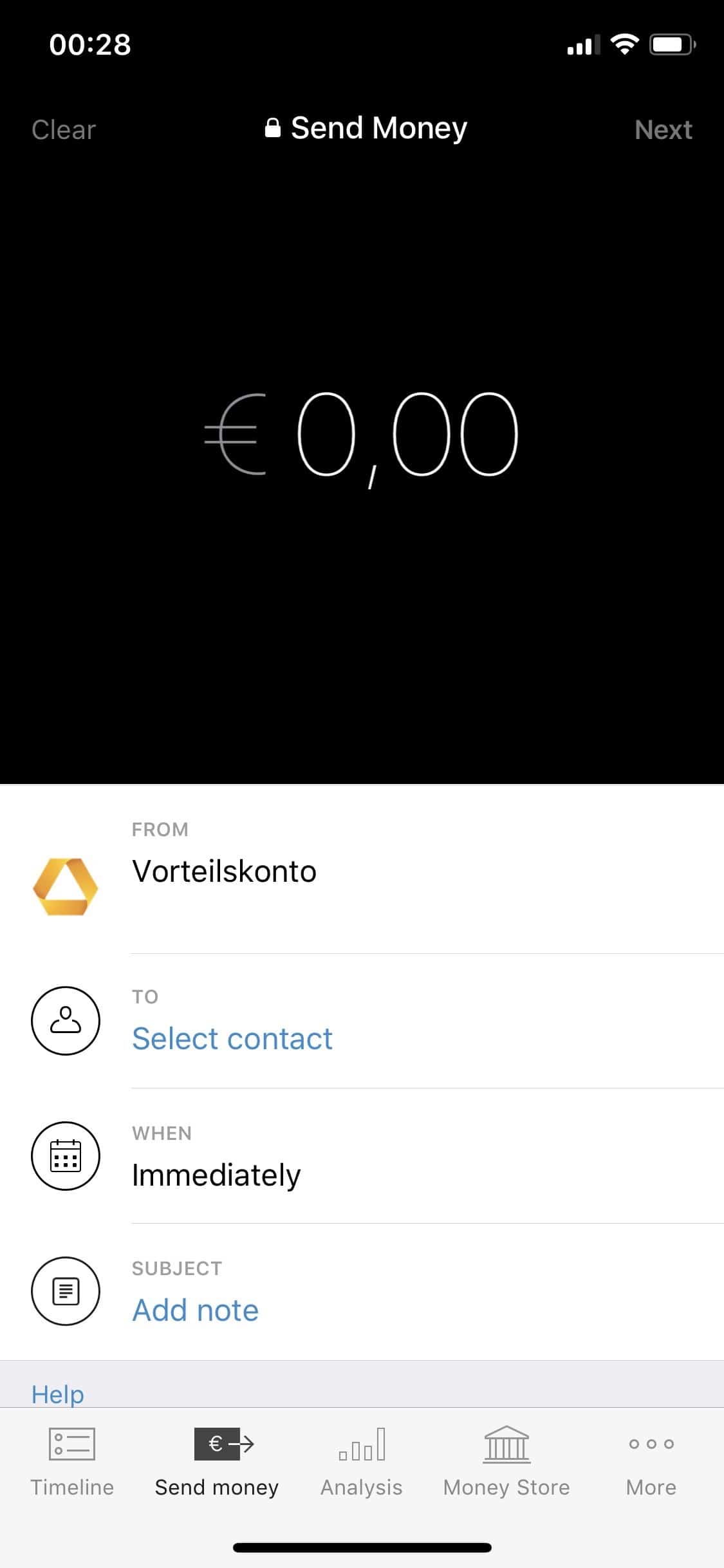 Numbrs - iPhone - iOS-App - Send Money - Geld senden