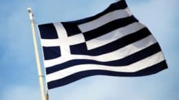 Griechische Flagge - Griechenland - Flagge - Fahnenmast - Himmel