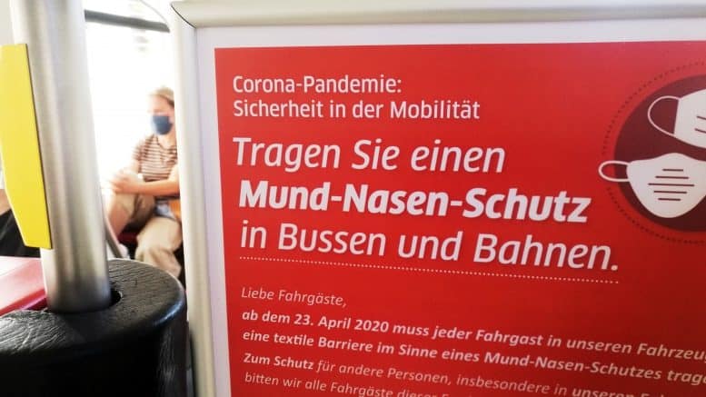 Corona-Pandemie - Sicherheit in der Mobilität - Mund-Nasen-Schutz - Bussen - Bahnen