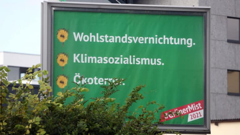 Wohlstandsvernichtung - Klimasozialismus - Ökoterror - GrünerMist2021 - Bundestagswahl - Werbung - Plakat